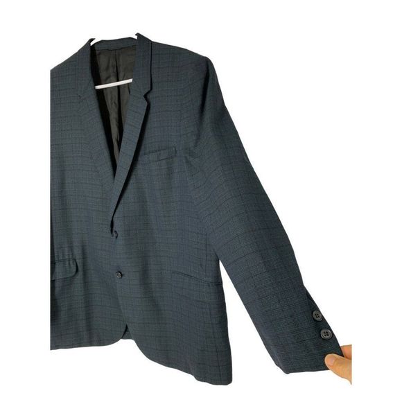 Mens 60s Vintage Sport Coat Blazer Plaid Size 44 Blue Rough Riders CA USA 5446 - Picture 2 of 10